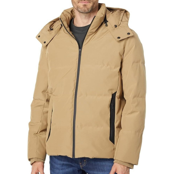Cole Haan Men's Signature Down Parka Jacket Short Coat (Sz L) Removable Hood NEW - Picture 1 of 6